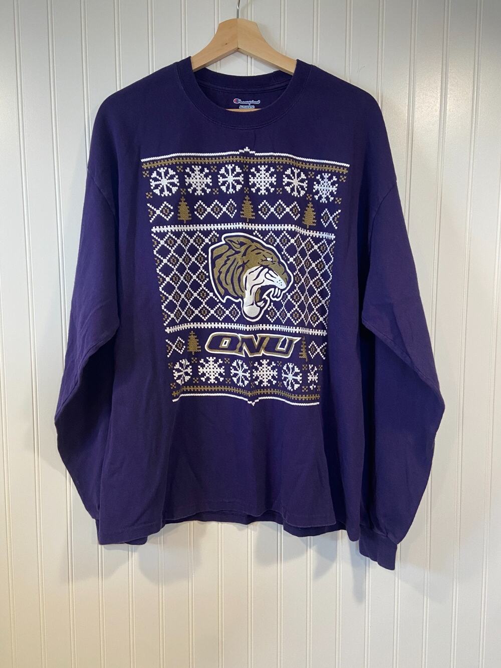 Champion Olivet Nazareme University Adult XL Ugly Christmas Sweater Holiday